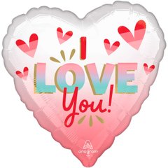 Фольгована кулька серце "I love you" омбре біло-рожева Anagram 18"(45см) 1шт.