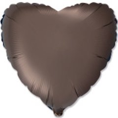 Фольгована кулька "Серце" коричнева (Brown) сатин Flexmetal 18"(45см) 1шт.