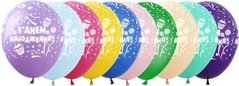 Латексні повітряні кульки 12" (30 см.) "З днем народження (кексик)" асорті Show 100 шт.