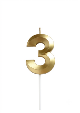 Свічка-цифра "3" золота 3D (5 см.) 1шт.