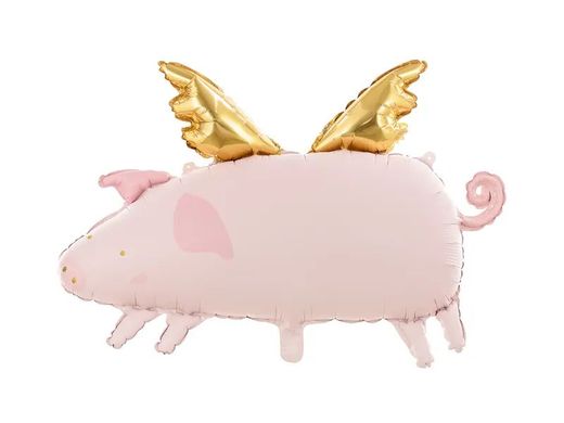 Фольгована кулька фігура "Свинка з крилами" рожева PartyDeco 72х46 см.(1шт.)