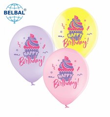Кулька латекс 12'' (25 шт) Belbal happy birthday кекс (30 см)