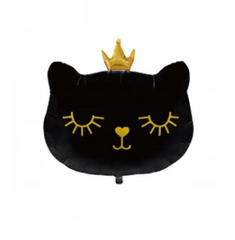 Фольгована кулька фігура Pinan "Киця з короною" чорна 54х48 см. в уп.(1шт)