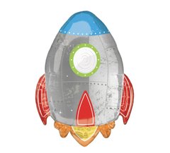 Фольгированный шар 30’ Pinan Космос Ракета белая в упаковке, 76 см