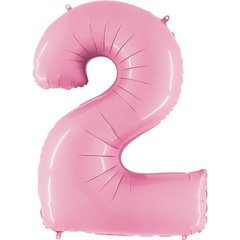 Фольгована кулька цифра "2" рожева Grabo 40" (100 см) 1 шт