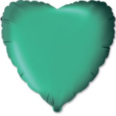 Фольгована кулька "Серце" зелена сатин Flexmetal 18"(45см) 1шт.
