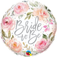 Фольгована кулька круг "Bride to Be акварель троянди" біла Qualatex 18"(45см) 1шт.