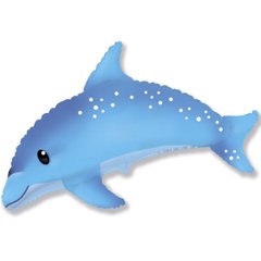 Фольгована кулька фігура "Милий дельфін" блакитна Flexmetal 96х55см. (1шт.)