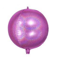 Фольгована кулька "Cфера" Pinan рожева голограма 24"(60cм) 1шт.