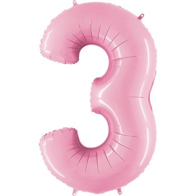 Фольгована кулька цифра "3" рожева Grabo 40" (100 см) 1 шт