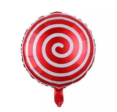 Фольгована кулька круг Pinan "Спіралька" червона 18"(45см) 1шт.