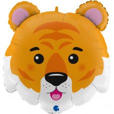 Фольгована кулька фігура "Голова тигра" оранжева Grabo 61х65см (1шт.)