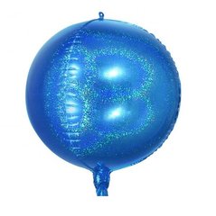 Фольгована кулька "Cфера" Pinan синя голограма 24"(60cм) 1шт.