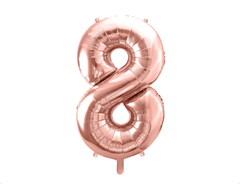 Фольгована кулька цифра "8" рожеве золото Party Deco (100см) 1шт.