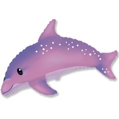 Фольгована кулька фігура "Милий дельфін" рожева Flexmetal 96х55см. (1шт.)