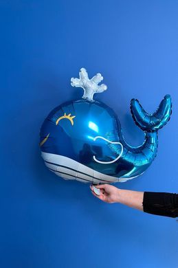 Фольгована кулька фігура "Кит" аквамаринова 92х76 см. в уп. (1шт.)