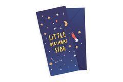 Подарунковий конверт funmi "Little birthday star" синій 1шт.