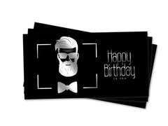 Паперовий конверт на гроші чорний "Happy Birthday" срібне тиснення 1шт.