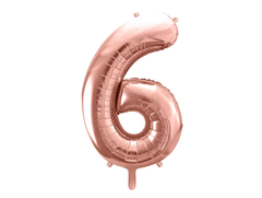 Фольгована кулька цифра "6" рожеве золото Party Deco (100см) 1шт.