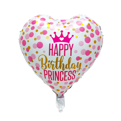 Фольгована кулька серце "Happy Birthday prinsess" рожева 18"(45см) 1шт.
