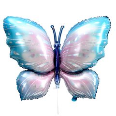 Фольгована кулька фігура "Метелик" блакитно-рожева 74х100 см. в уп.
