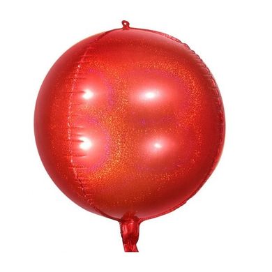 Фольгована кулька "Cфера" Pinan червона голограма 24"(60cм) 1шт.