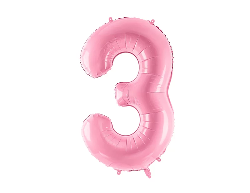 Фольгована кулька цифра "3" рожева PartyDeco 40"(100 см) 1шт.