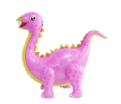 Фольгована кулька фігура Pinan стоячка "Динозавр Диплодокус" рожева 60 см. в уп. (1шт.)