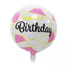 Фольгована кулька Pinan круг "Happy Birthday трикутники" 18"(45см) 1шт.