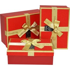 Подарункові коробки прямокутні "Beautiful day" червоні (3 шт.)