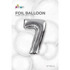 Фольгована кулька цифра "7" срібна Pinan 32" (80 см), в уп. 1 шт