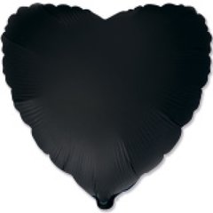 Фольгована кулька "Серце" чорна сатин Flexmetal 18"(45см) 1шт.