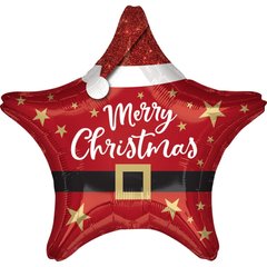 Фольгированный шар 18’ Pinan Новогодний, звезда, Merry Christmas, 44 см