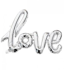 Фольгированная надпись "Love" серебряного цвета 67х101,5см.