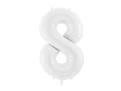 Фольгована кулька цифра "8" біла Party Deco (100см) 1шт.