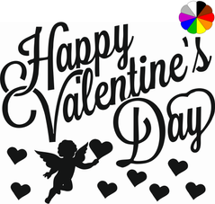 Наклейка на день влюбленных "Happy Valentine's Day", цветная