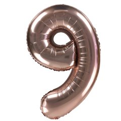 Фольгова кулька цифра "9" рожеве золото металік 32"(80см) 1шт