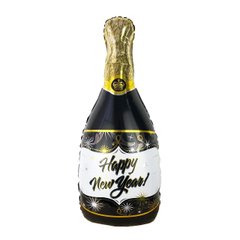 Фольгована кулька фігура Pinan "Пляшка шампанського HNY" чорна 94х48 см. в уп. (1шт.)