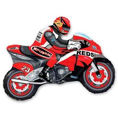 Фольгована кулька фігура "Мотоцикліст" червона Flexmetal 70х84 см. (1шт.)