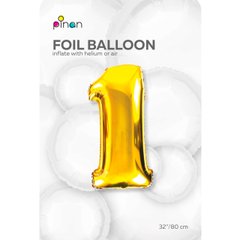 Фольгована кулька цифра "1" золота Pinan 32" (80 см), в уп. 1 шт