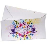 Паперовий конверт на гроші "Happy Birthday квіти" 1шт.