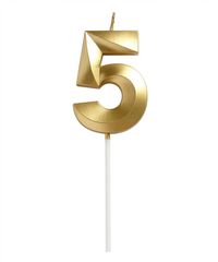 Свічка-цифра "5" золота 3D (5 см.) 1шт.
