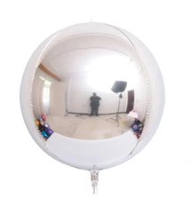 Кулька фольга КНР сфера 3D 10' (24см) срібна (1 шт)