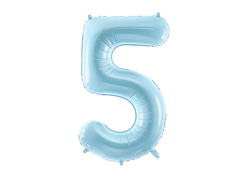 Фольгована кулька цифра "5" блакитна Party Deco (100см) 1шт.