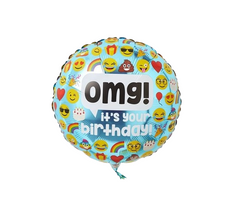Фольгована кулька Pinan круг "Happy Birthday OMG" кольорова 18"(45см) 1шт.