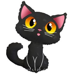 Фольгована кулька фігура "Чорний Кіт" Flexmetal 90х83 см. (1шт.)