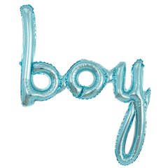Фольгована кулька надпис "Boy прописом" блакитна (1 шт)