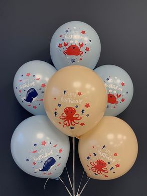 Латексні повітряні кульки 12" (30см.) "Підводний світ" асорті ТМ "Твоя Забава" 50шт.