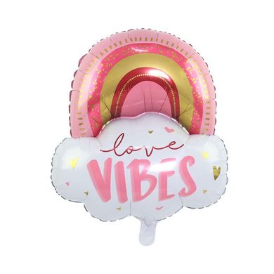 Фольгована кулька фігура "Веселка love vibes" рожева 67х54см. в уп. (1шт.)