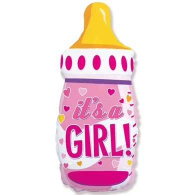 Фольгированный шар 32’ Flexmetal для новорожденных, Детская бутылочка, розовый, 80 см